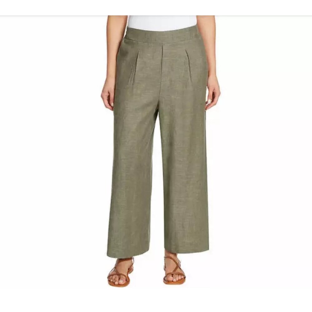NWT Ella Moss Women's Linen Blend Pull On Dress Pants Green Size XL $65 11HL444